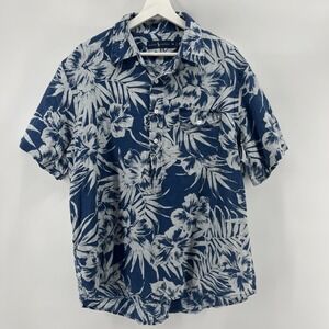 Ralph Lauren Shirt Mens XL Blue Floral Hawaiian Linen Vacation Beach Resort